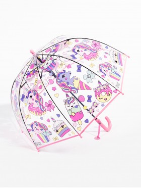 Kids Clear Unicorn Patterned Umbrella